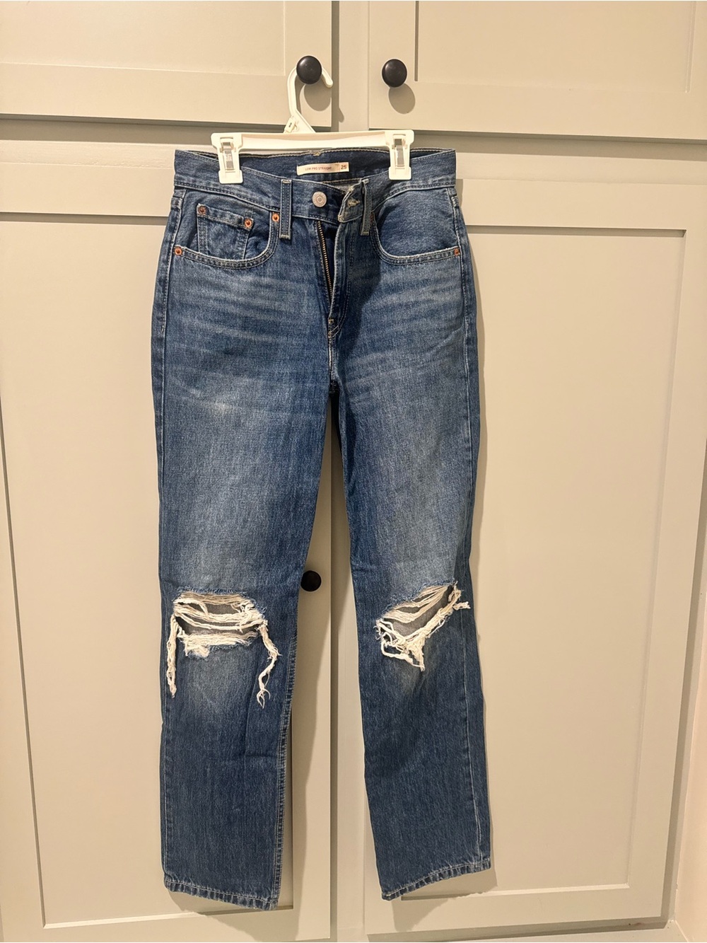 Levi's Women's Distressed Blue Straight-Leg Jeans